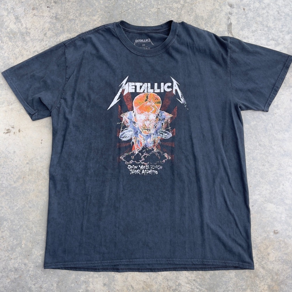 Metallica Graphic T-Shirt Mens Size 20 Black Soon Youll Please Their Appetite‎